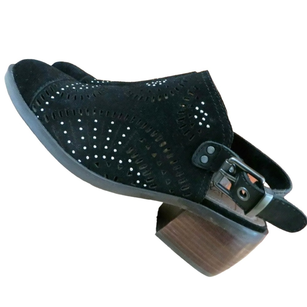 LATIGO Suede Leather Muren Sling Back Mules Shoes 9.5 Black